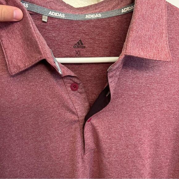 Adidas Heathered Maroon Men's Red Polo Shirt Size XL - Picture 3 of 7